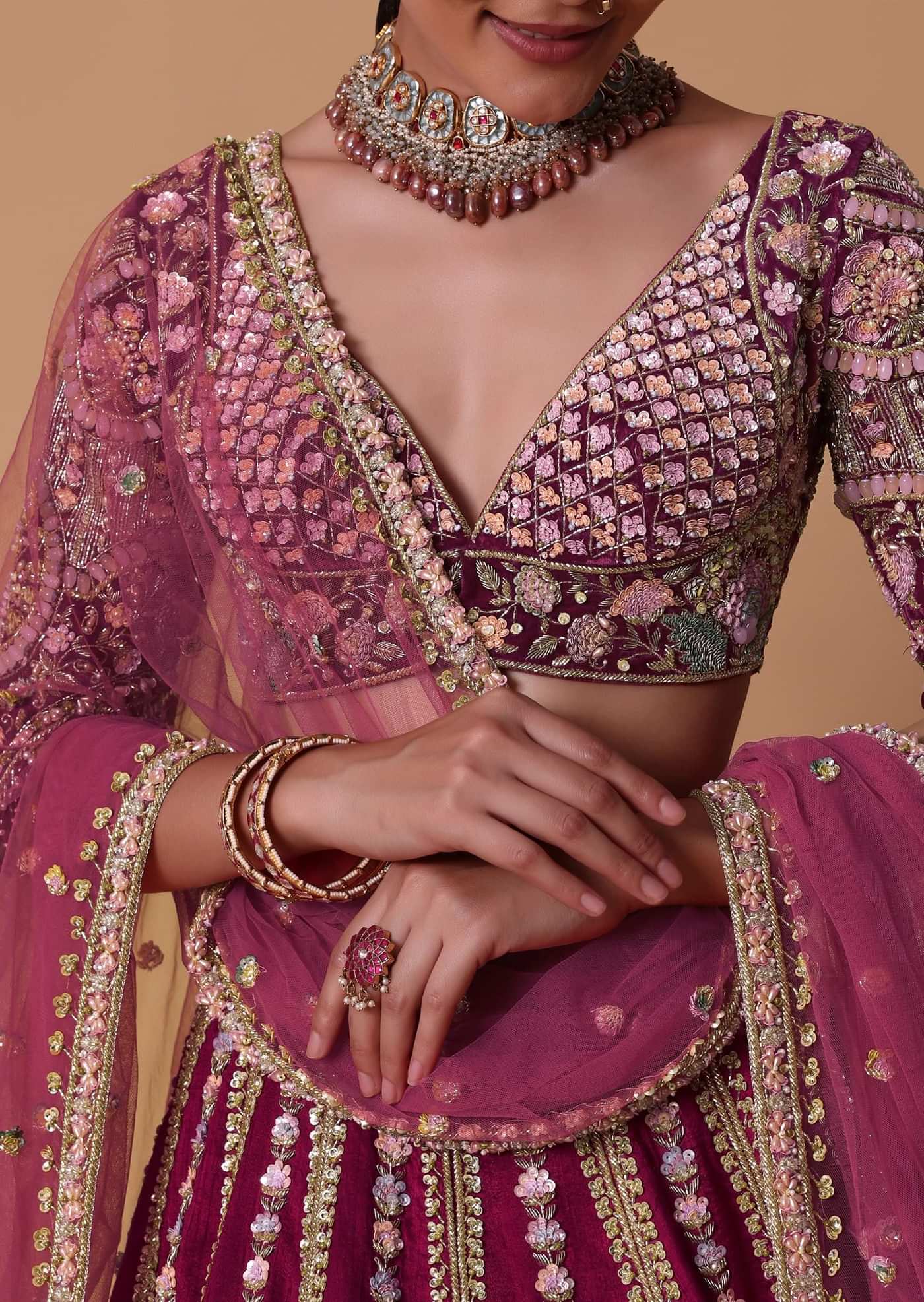 Scarlet Red Raw Silk 16 Kali Zardosi Lehenga With Koti Style Blouse Set