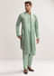 Sea Green Silk Kurta Set For Men With Bead Embroidery