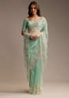 Sea Green Tissue Saree with Cutdana Embroidery
