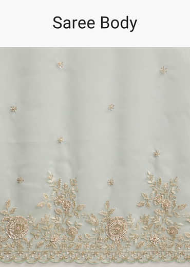 Sea Green Tissue Saree with Cutdana Embroidery