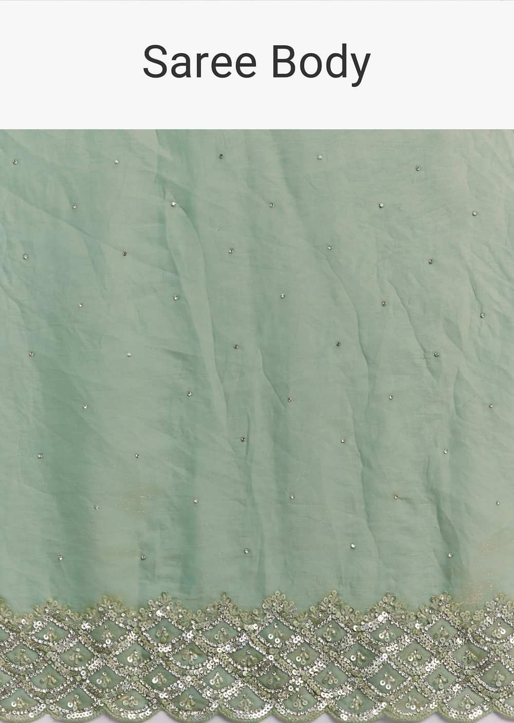 Sea Green Glass Tissue Saree With Cutdana And Stone Embroidery