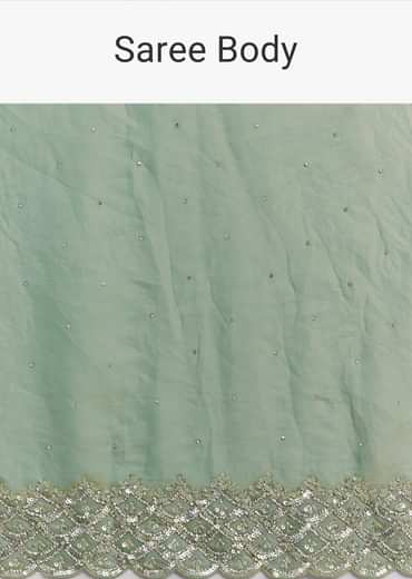 Sea Green Glass Tissue Saree With Cutdana And Stone Embroidery