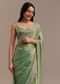 Sea Green Glass Tissue Saree With Cutdana And Stone Embroidery