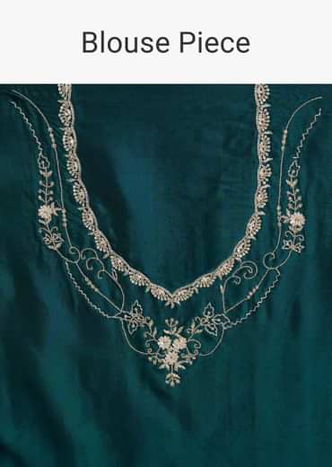 Sea Green Jacquard Sequins Saree With Cutdana Stones