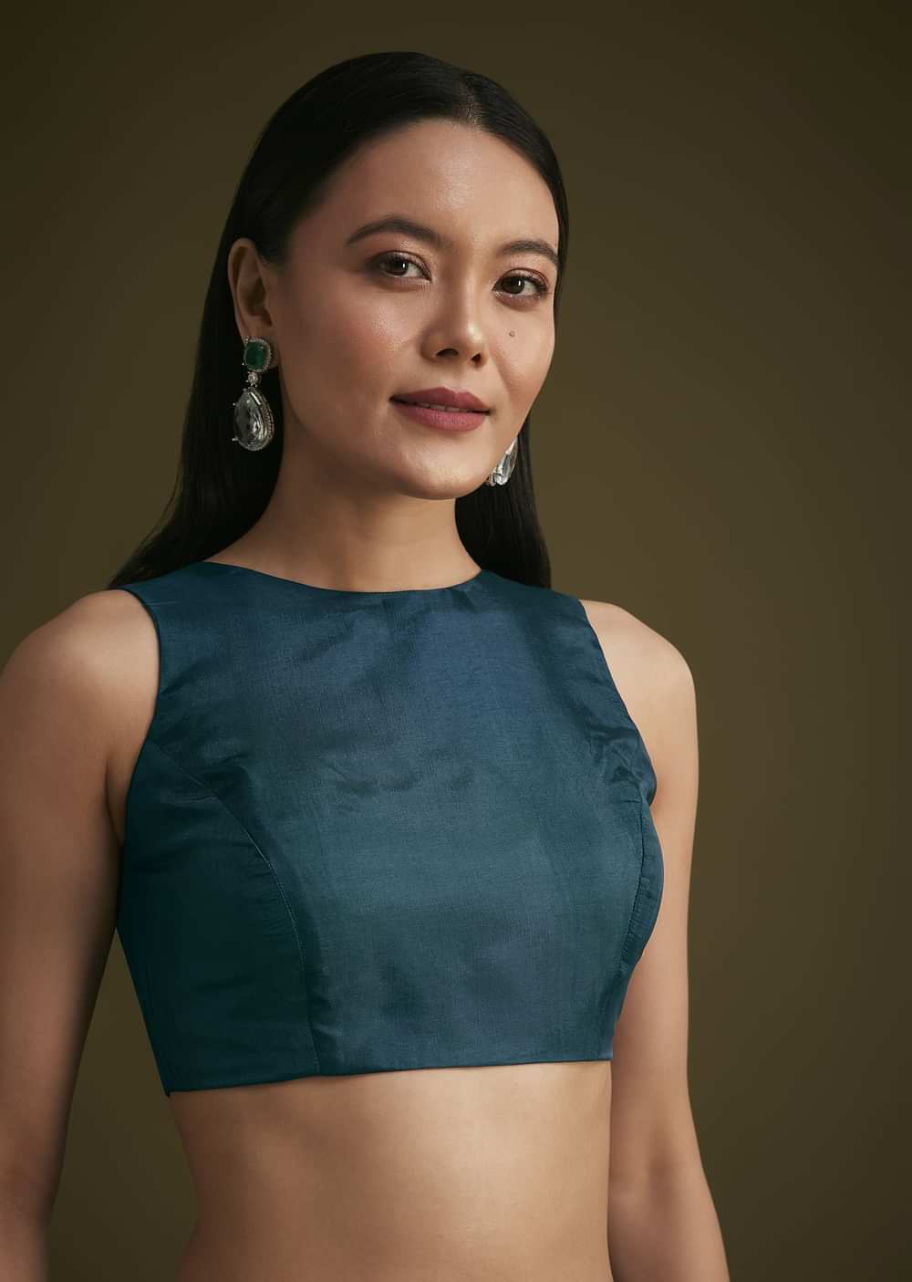 Sea Green Jacquard Sequins Saree With Cutdana Stones