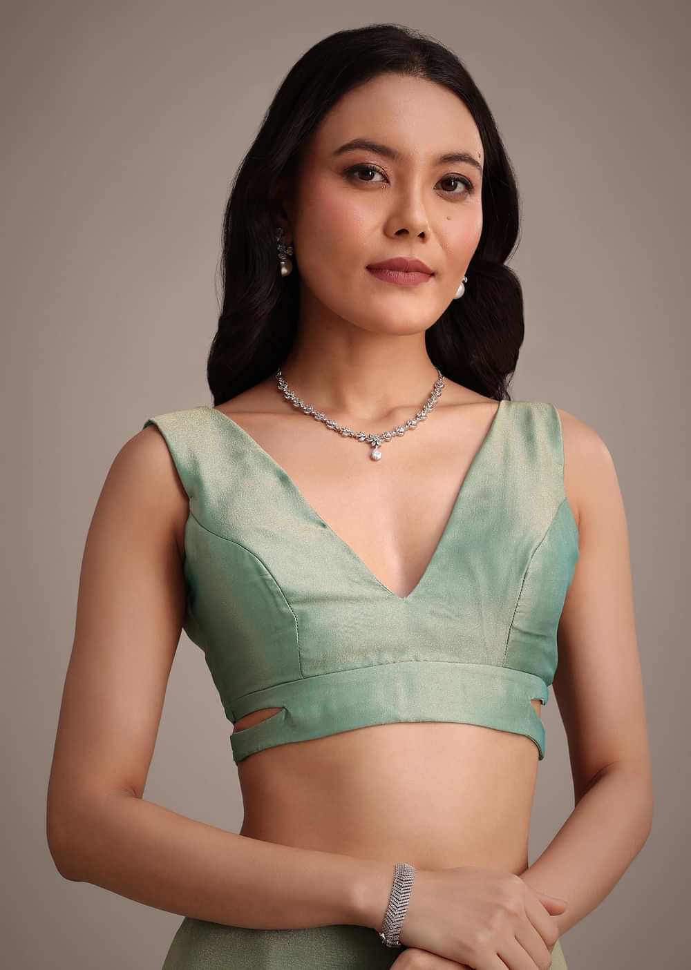 Sea Green Tissue Saree With Cutdana And Stone Embroidery