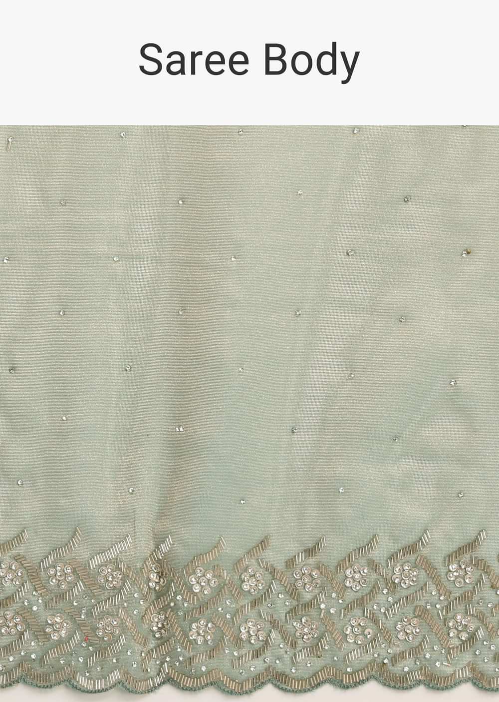 Sea Green Tissue Saree With Cutdana And Stone Embroidery