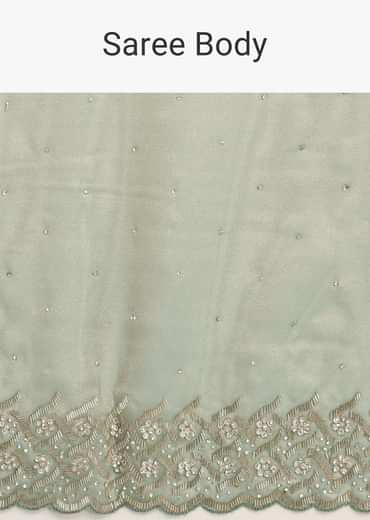 Sea Green Tissue Saree With Cutdana And Stone Embroidery