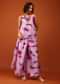 Lavender And Plum Purple Tie Dye Print Top & Bottom Set Embellished In Georgette