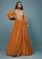 Fire Orange Embroidered Anarkali Suit In Crepe