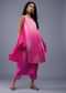 Ombre Fuschia Pink Bandhani Tunic Top In Gajji Silk With Printed Silk Cowl Dhoti