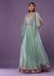 Sea Green Embroidered Gown In Crepe