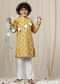 Kalki Mimosa Yellow Kurta Set In Silk With Threadwork For Boys