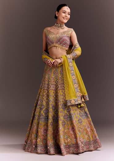 Yellow Embroidered Lehenga Set