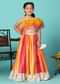 Kalki Multicolor Printed Top And Lehenga Set In Cotton Silk For Girls