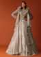 Gold Embroidered Western Bridal Gown In Organza With Shoulder Wings