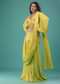Green Sheen Yellow Ready-Pleated Saree In Satin