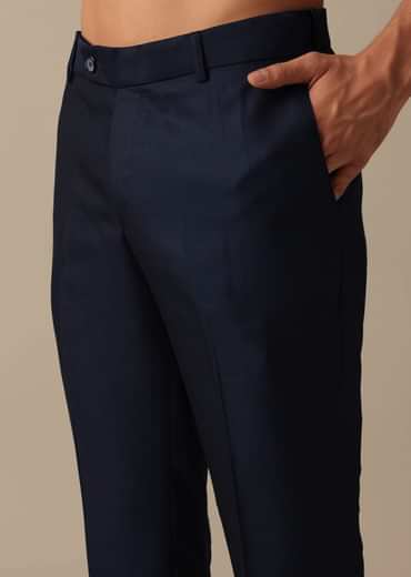 Blue Bandhgala Jodhpuri And Pant Set In Terry Rayon