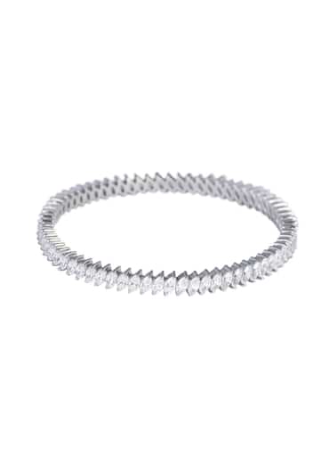 92.5 Sterling Silver White Zirconia Bangles Set of 2