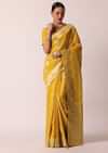 Mustard Yellow Banarasi Silk Saree With Zari Floral Motifs And Unstitched Blouse Piece