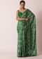 Green Bandhani Silk Saree With Gota Work And Unstitched Blouse Piece