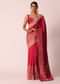 Red Silk Woven Saree With Bandhani Detail And Unstitched Blouse Piece