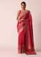 Red Bandhani Weave Saree In Silk With Unstitched Blouse Piece