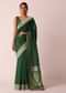 Green Saree In Silk With Woven Bandhani Detail And Unstitched Blouse Piece