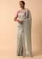 Grey Kora Silk Saree With Unstitched Blouse Fabric