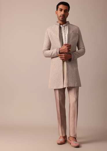 Elegant Peach Indowestern With Ombre Detailing