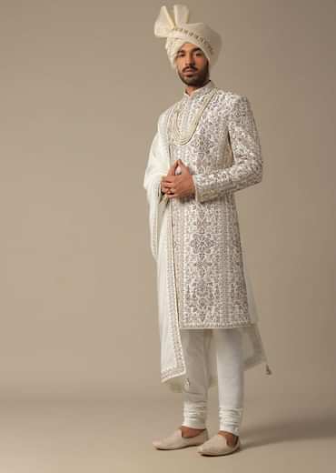 White Elegance Sherwani Set For Grooms