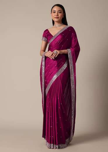 Luxe Wine Saree With Stone Embellishments
