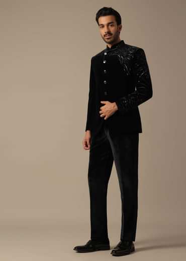 Black Velvet Indowestern For Receptions