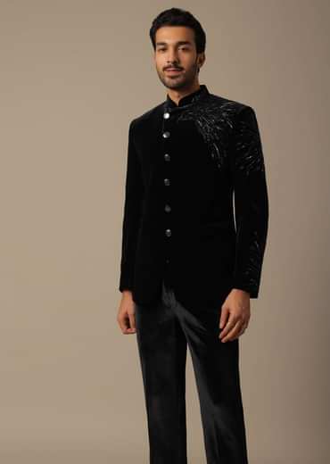 Black Velvet Indowestern For Receptions