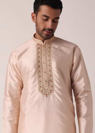 Gold Embroidered Kurta Set For Men