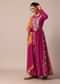Magenta Pink Printed Embroidery Anarkali Pant Set With Dupatta
