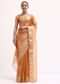 Orangish Gold Zari Chanderi Silk Saree With Unstitched Blouse