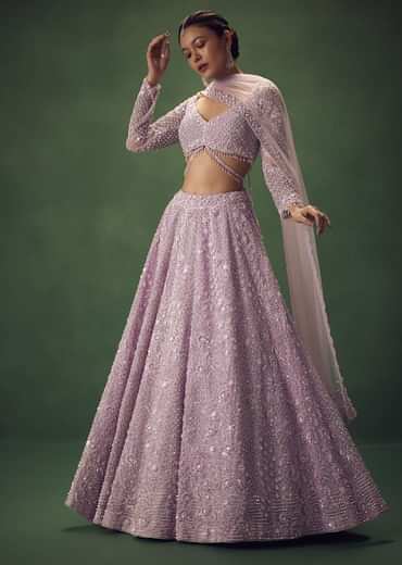 Lavender Sequin Work Lehenga Set