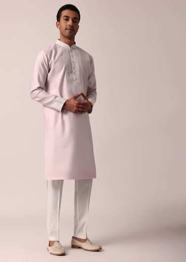 Regal Light Pink Silk Kurta Set For Men