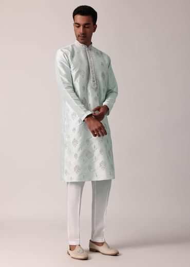 Majestic Blue Silk Kurta Set For Men