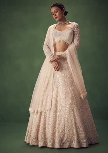 Blush Pink Sequin Work Lehenga Set