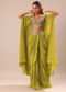Lime Green Dhoti With Embroidered Blouse And Cape