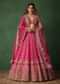Rani Pink Hand Embroidered Lehenga With Blouse And Dupatta