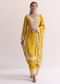 Yellow Organza Resham Threadwork Embroiderd Kurti Pant Set