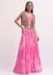 Pink Printed Lehenga Choli With Embroidered Jacket