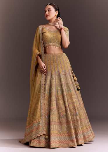 Mustard Yellow Embroidered Lehenga Set