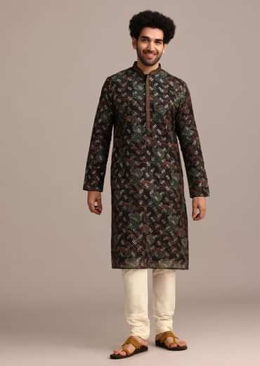 Black Georgette Sequin Work Kurta Set