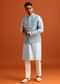 Aqua Blue Jacket Kurta Set With Hand Work