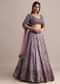 Purple Organza Bridal Lehenga With Embroidered Blouse And Net Dupatta