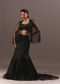Black Embroidery Fish Cut Lehenga With Embroidered Blouse And Cape